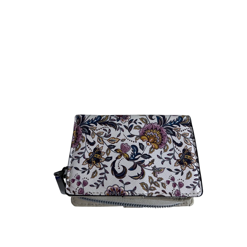 Safe Keeper Bifold Wallet Small White Floral Paisley RFID Organizer Women